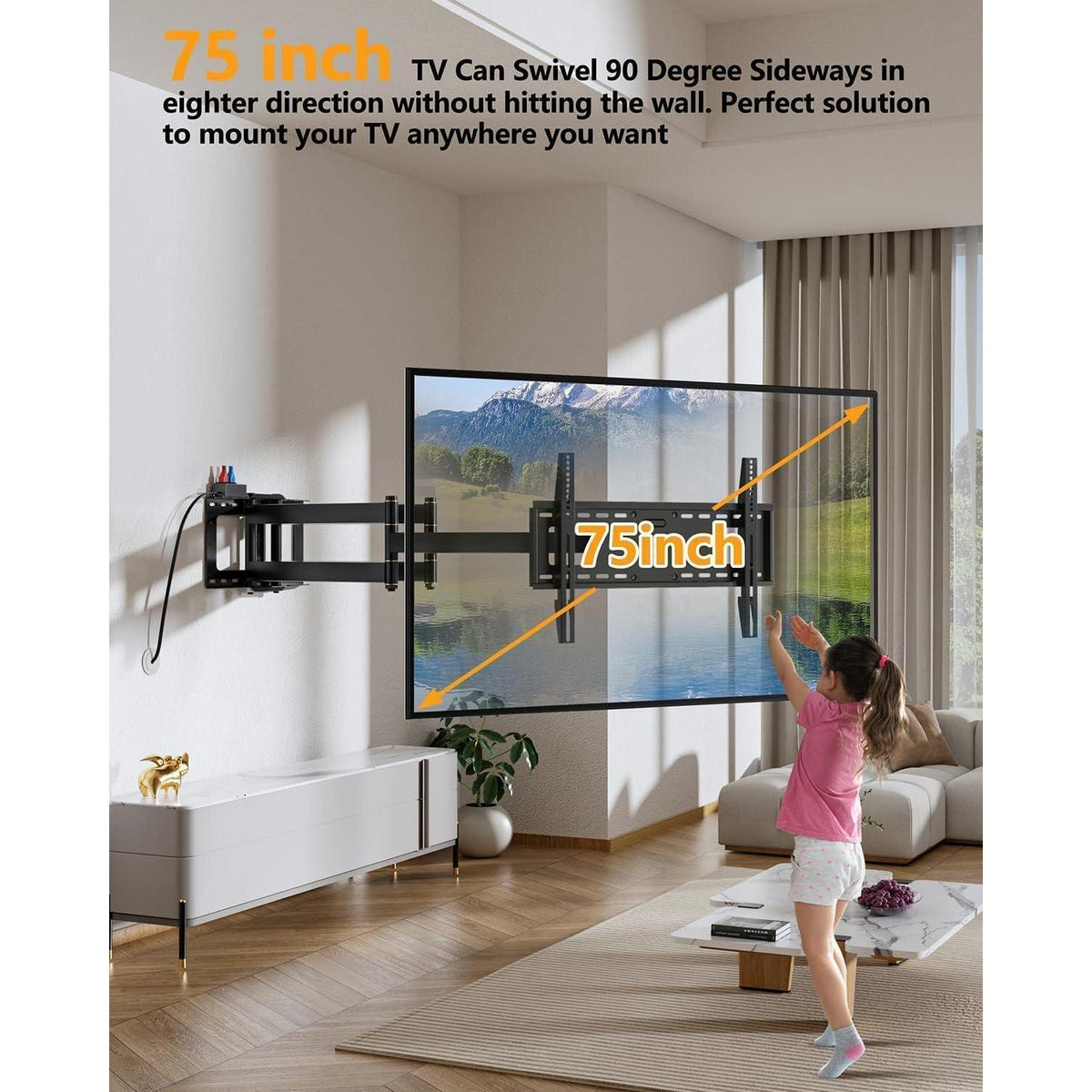 TV Wandhalterung Extra Lang 1080mm Schwenkbar 50-100 Zoll