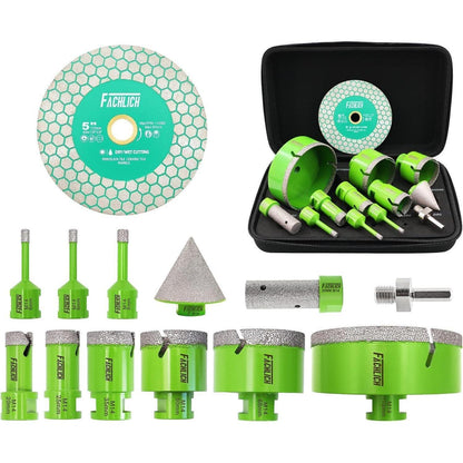 Diamant Fliesenbohrer Set 12tlg. M14 für Fliesen, Marmor, Granit