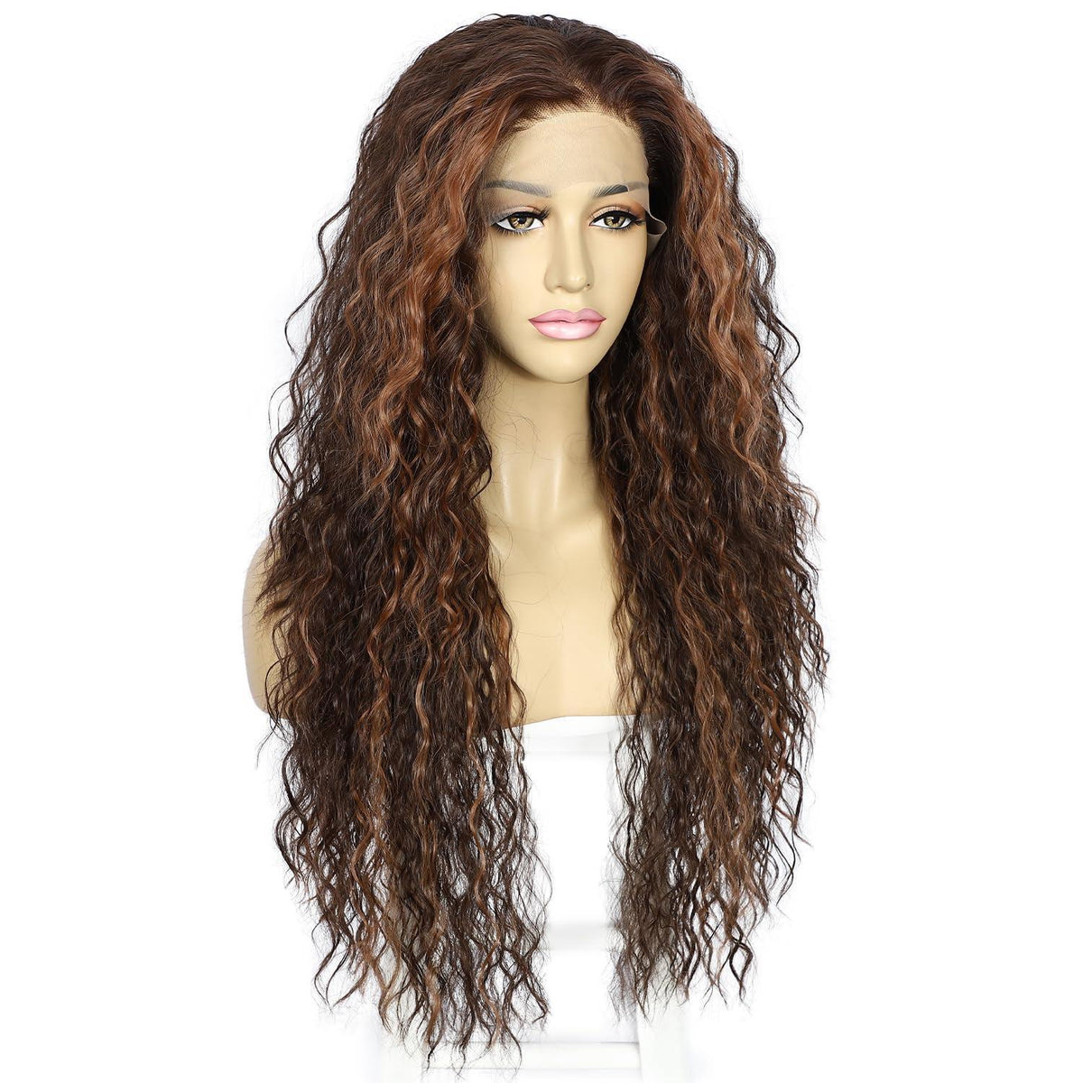 Lockige braune Lace Front Perücke – Schokolade Braun, 26 Zoll