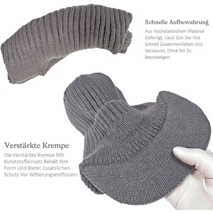 2x Wintermütze Herren mit Ohrenklappen & Krempe Schwarz+Grau