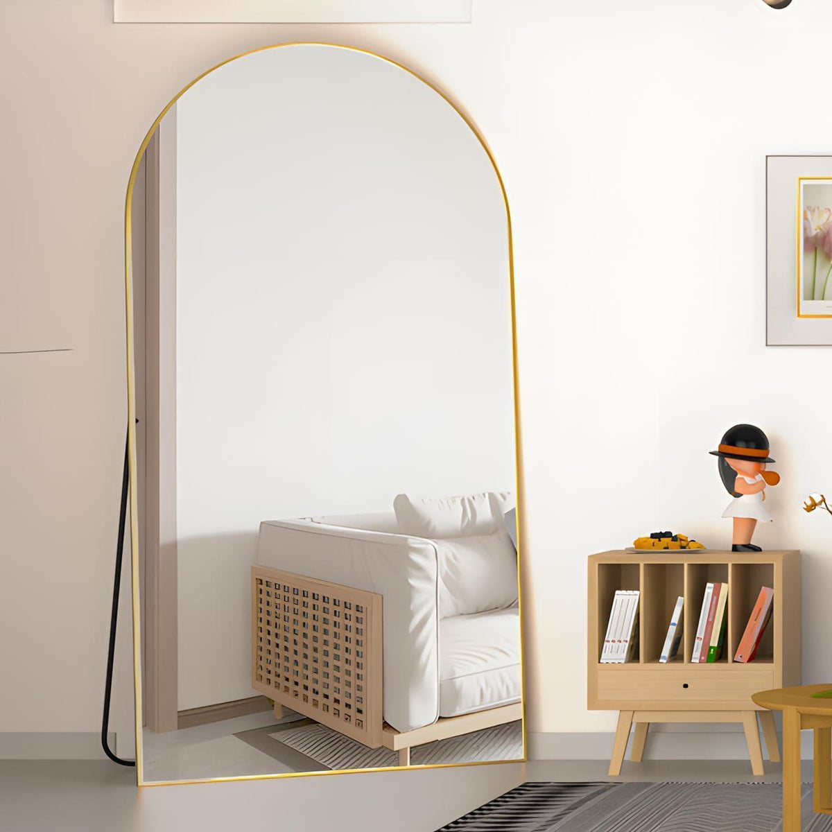 Großer Bogen-Bodenspiegel 198x96cm – Freistehend & Wandmontage