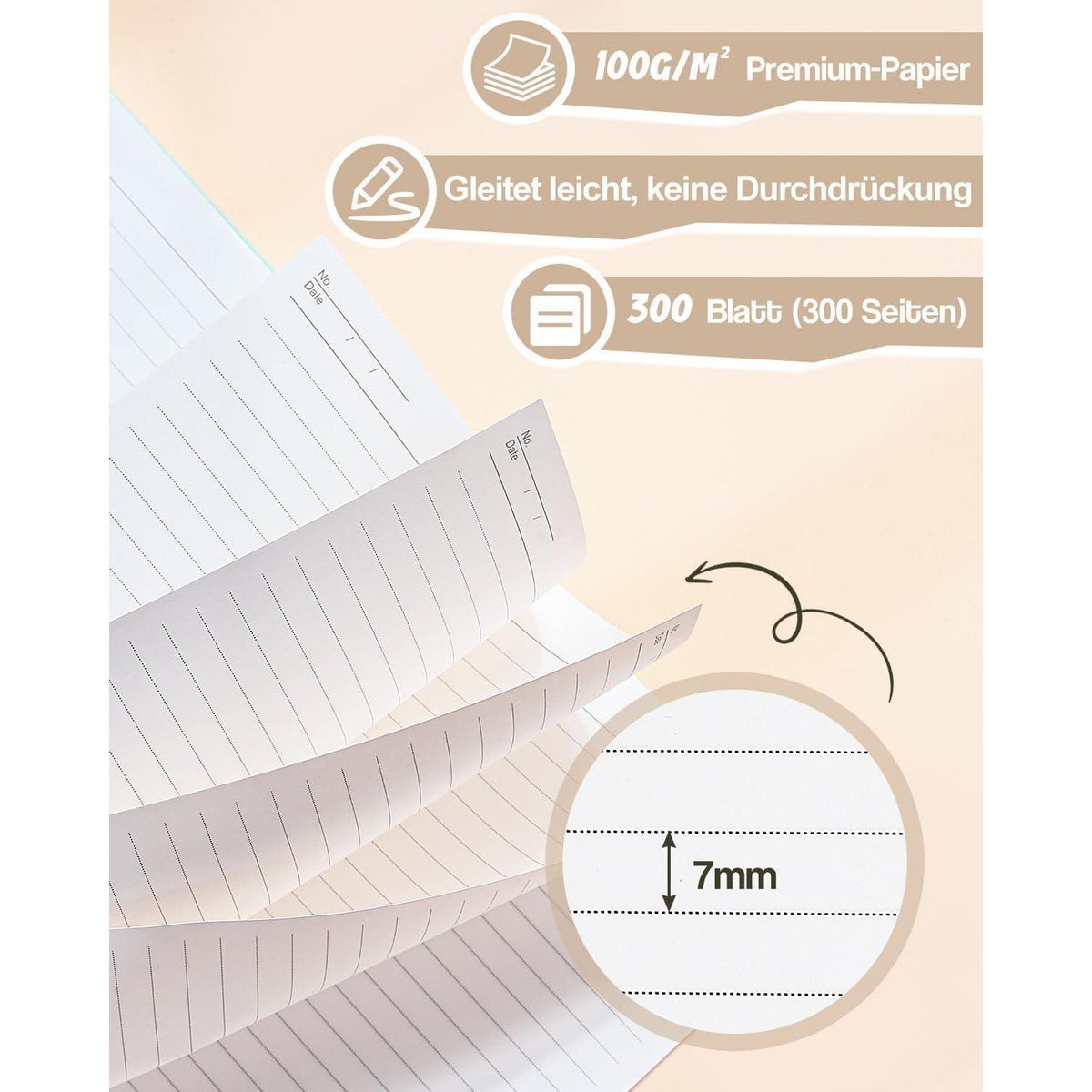 A5 Notizbuch mit Register – Schwarz | 300 Seiten, Spiralbindung