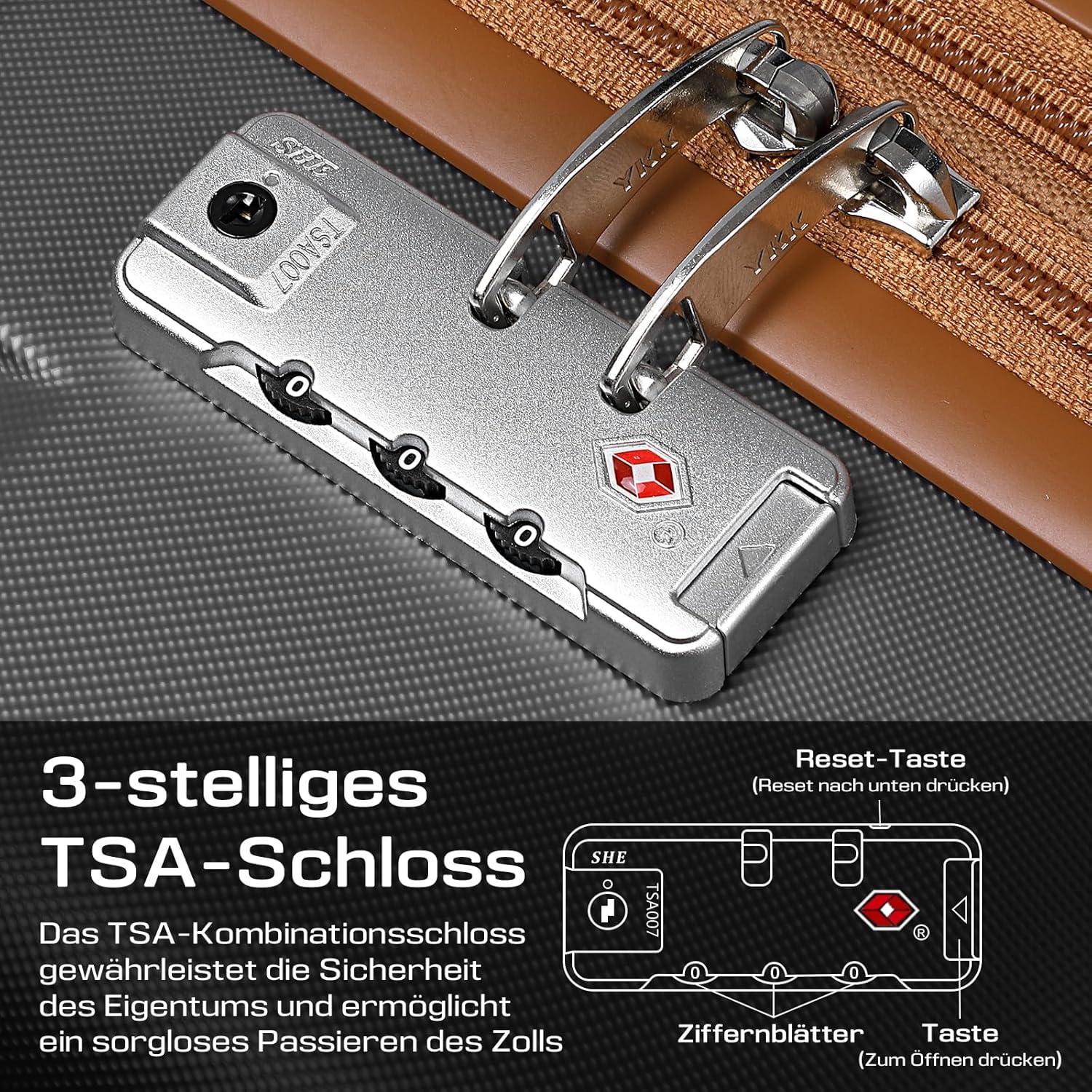 ABS Hartschalen Trolley Kofferset 4 Rollen TSA Schloss Gray M