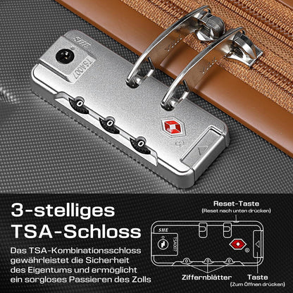 ABS Hartschalen Trolley Kofferset 4 Rollen TSA Schloss Gray M