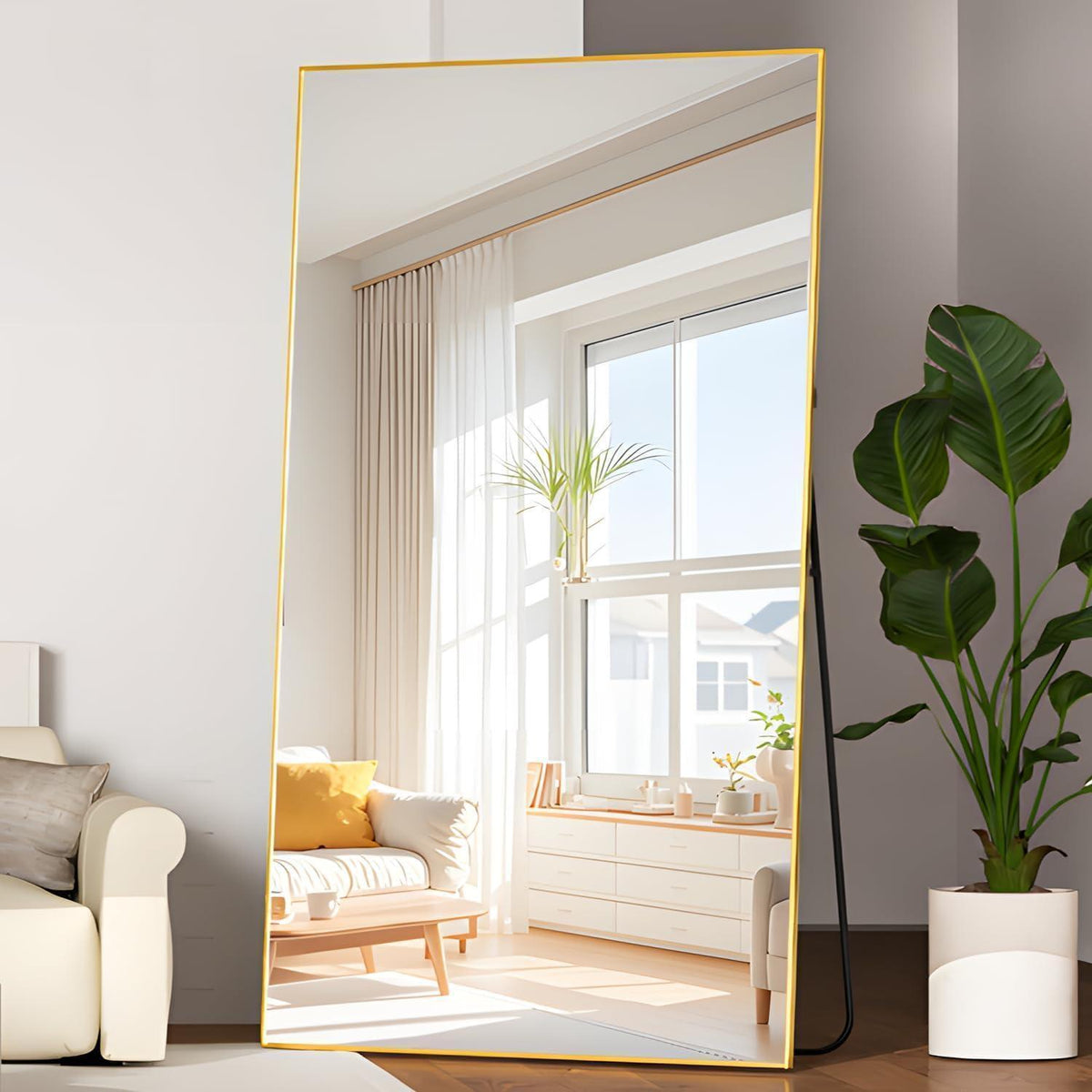 Großer Standspiegel 193x86cm – Goldener Rahmen, Ganzkörper
