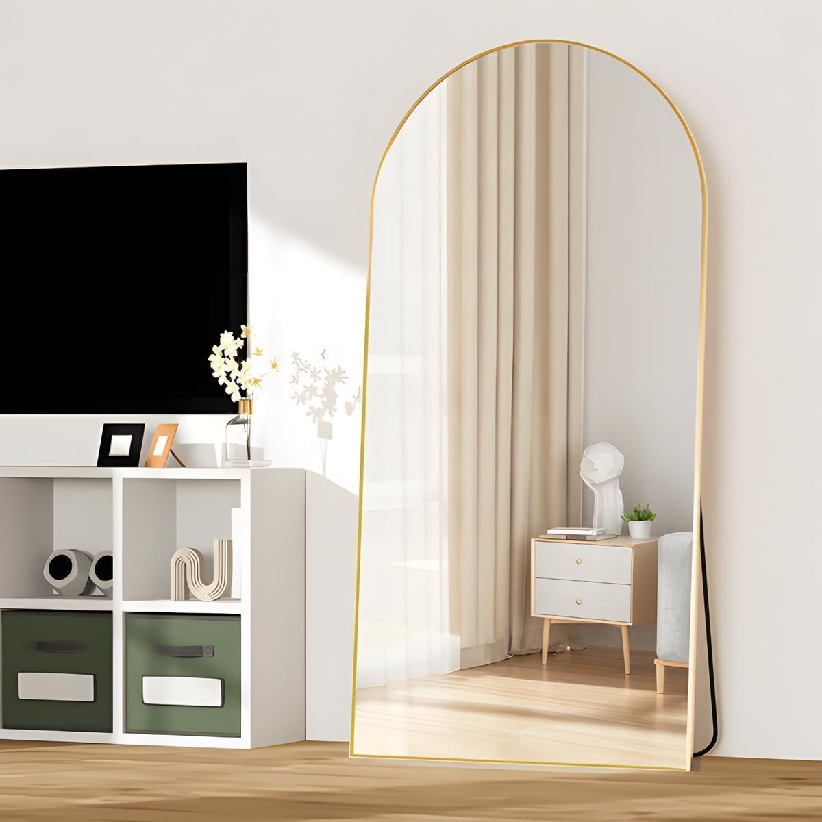 Ganzkörperspiegel Bogenförmig 193x86cm – Stehend & Wandmontage