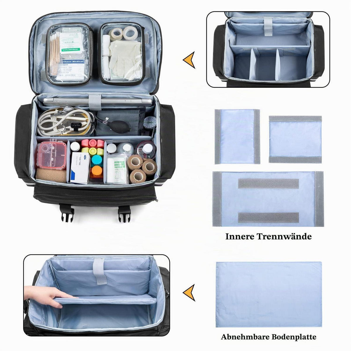 Medizinische Tasche mit Trolley – Erste Hilfe für Pflege & Ärzte