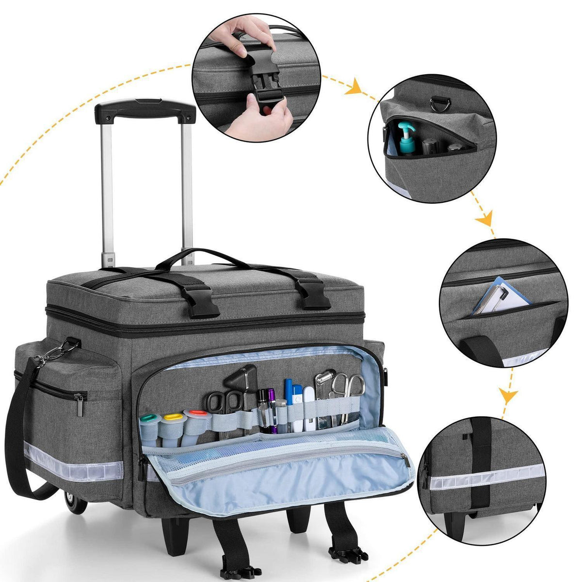 Medizinische Tasche mit Trolley – Erste-Hilfe-Tasche für Pflegekräfte