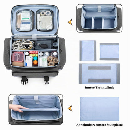 Medizinische Tasche mit Trolley – Erste-Hilfe-Tasche für Pflegekräfte