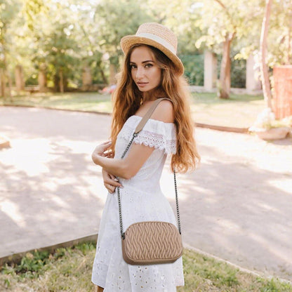 Leder Umhängetasche Damen Crossbody goldene Hardware