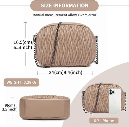 Damen Umhängetasche Crossbody Goldene Hardware 24x16,5x9cm Schwarz