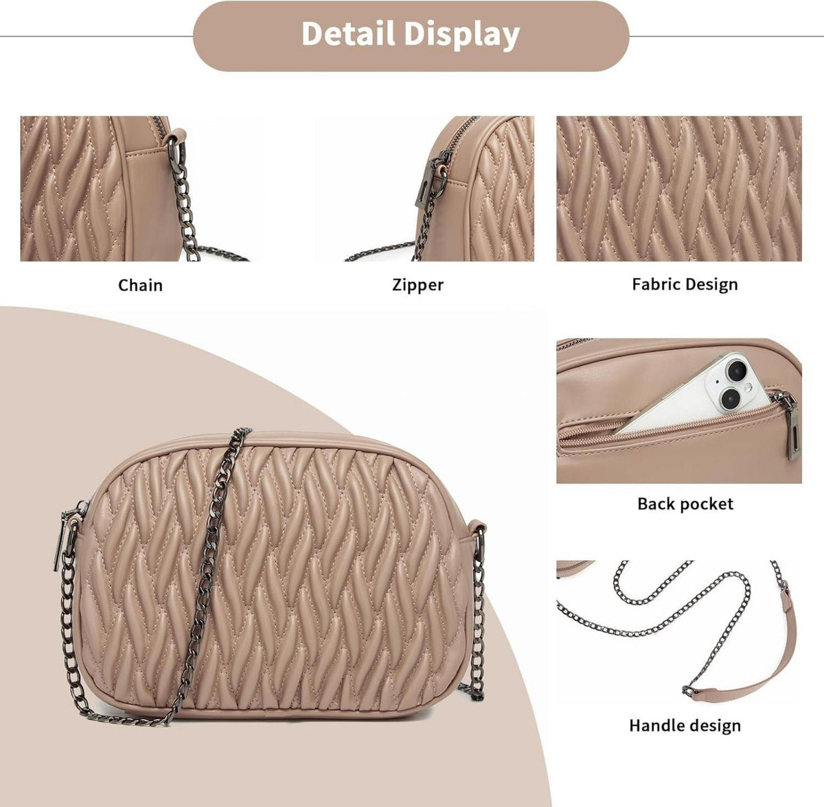 Umhängetasche Damen Crossbody Bag mittelgroß Goldene Hardware