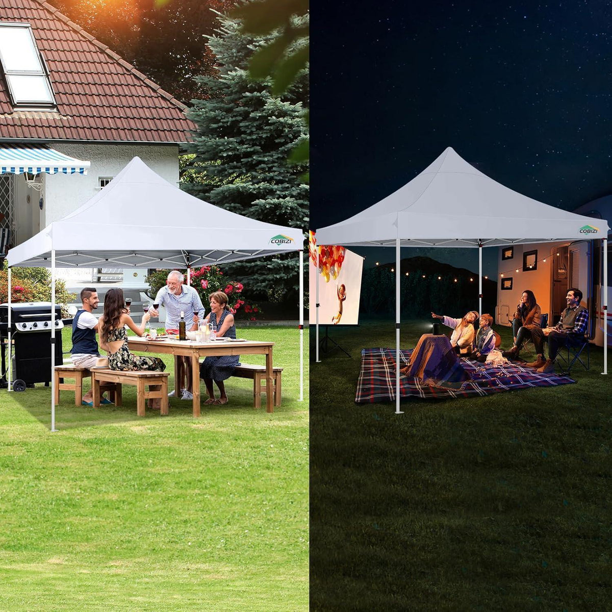 Faltpavillon 3x3m Wasserdicht UV50+ mit 4 Seitenwänden Weiß