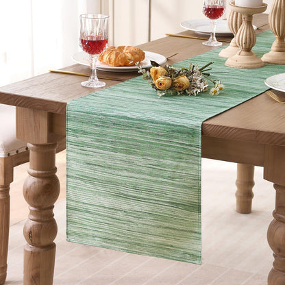 Grüner Tischläufer Leinen Boho 40x140 cm | Modern & Abwaschbar