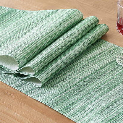 Grüner Tischläufer Leinen Boho 40x140 cm | Modern & Abwaschbar
