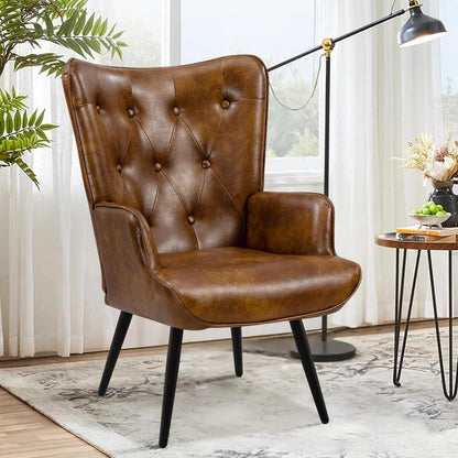 Ohrensessel Braun – Skandinavischer Relaxsessel mit hoher Rückenlehne