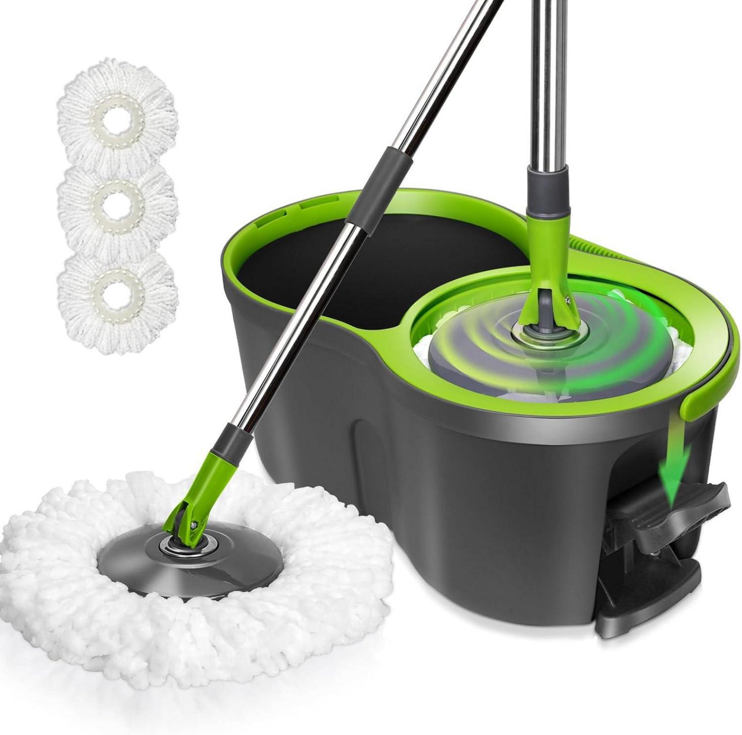 Mikrofaser Wischmopp Set mit Eimer und 3 Pads