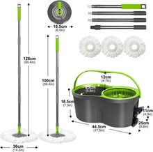Wischmopp Set mit Eimer und 3 Mikrofaser-Pads, verstellbarer