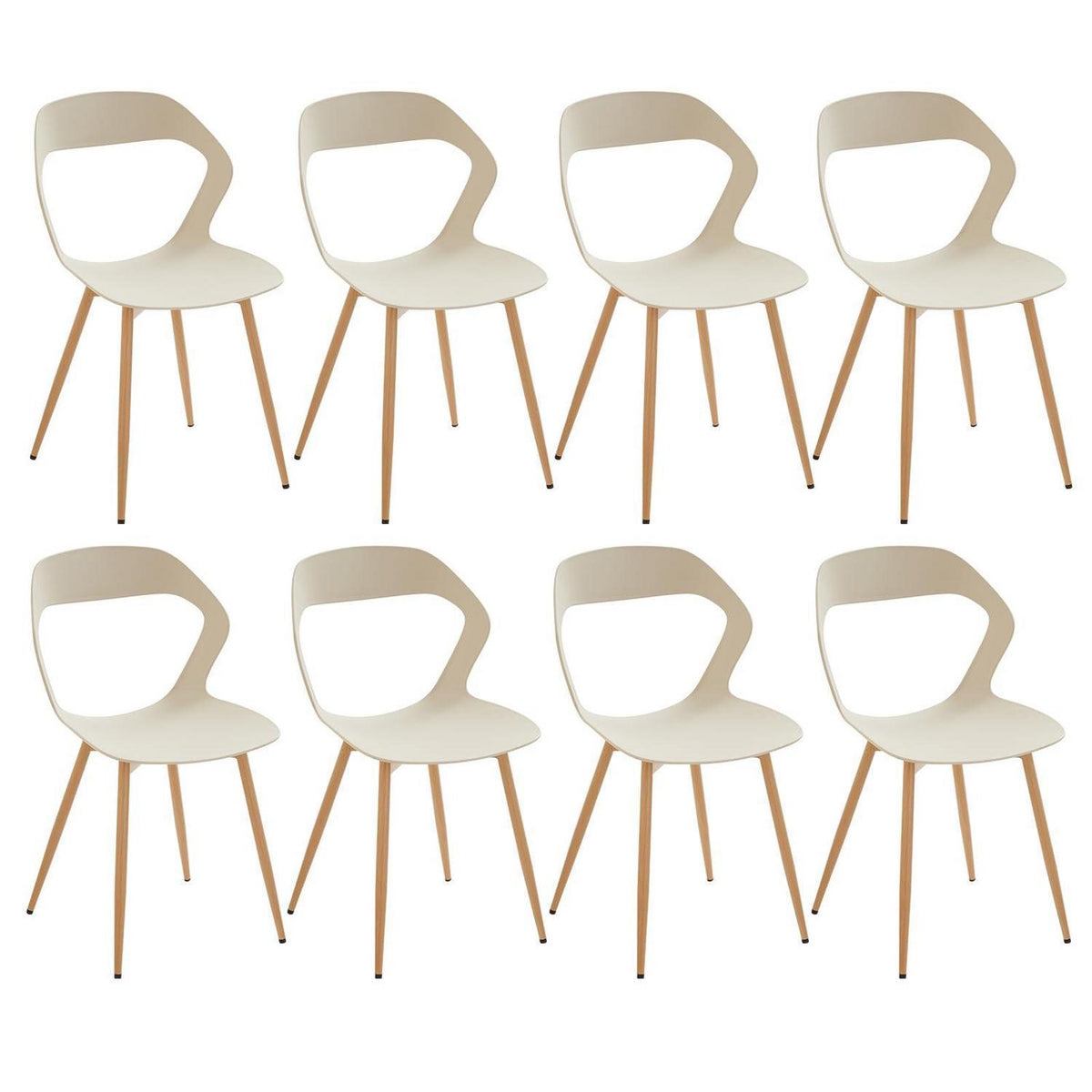 Nordischer Esszimmerstuhl Set 8er – Khaki & Holzoptik