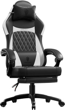Ergonomischer Gaming Stuhl mit Lendenwirbelstütze und Fußstütze