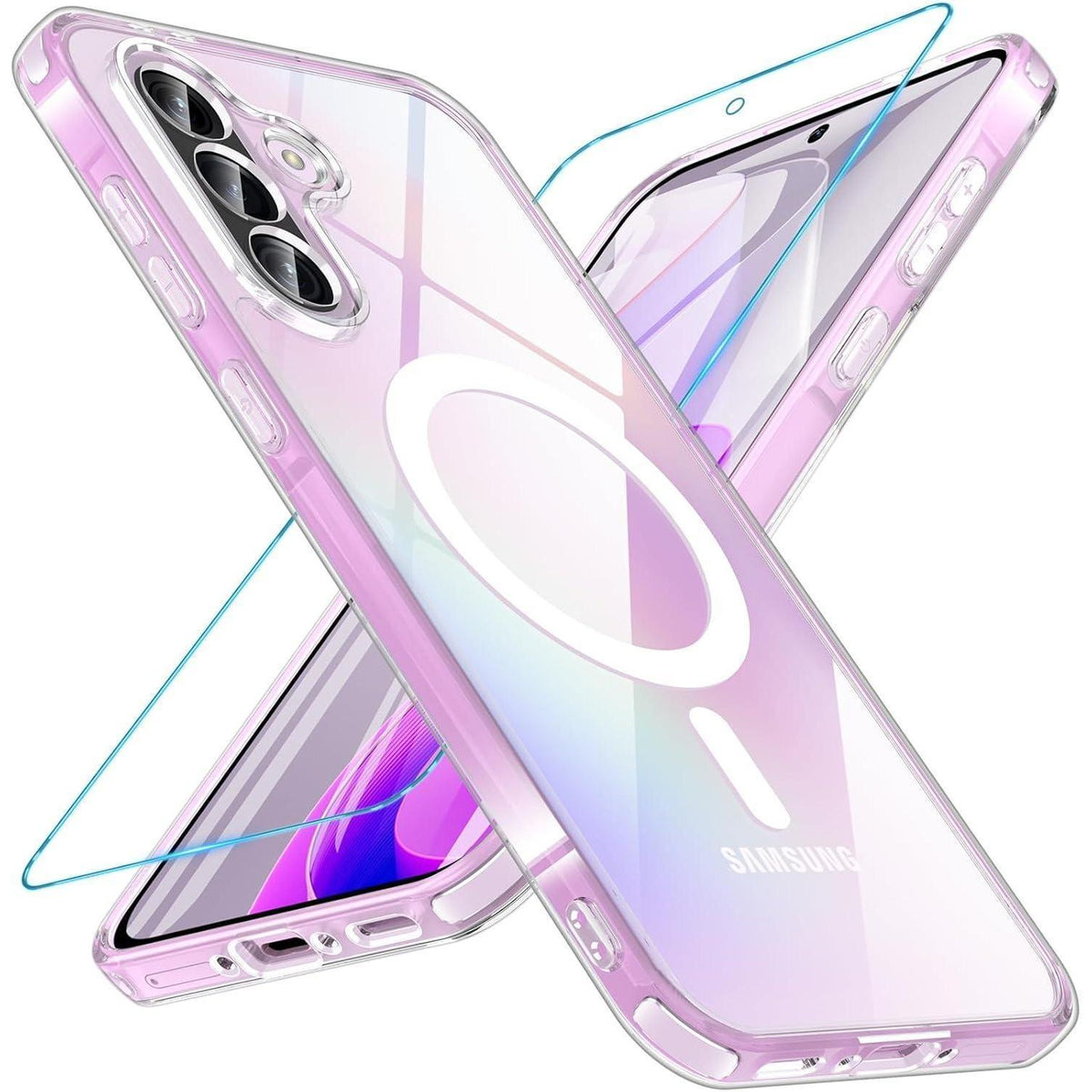 Magnetische Hülle für Samsung A56 5G mit Schutzglas, transparent