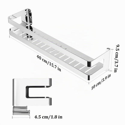 Edelstahl Duschablage mit Haken – Badezimmer Organizer 40cm