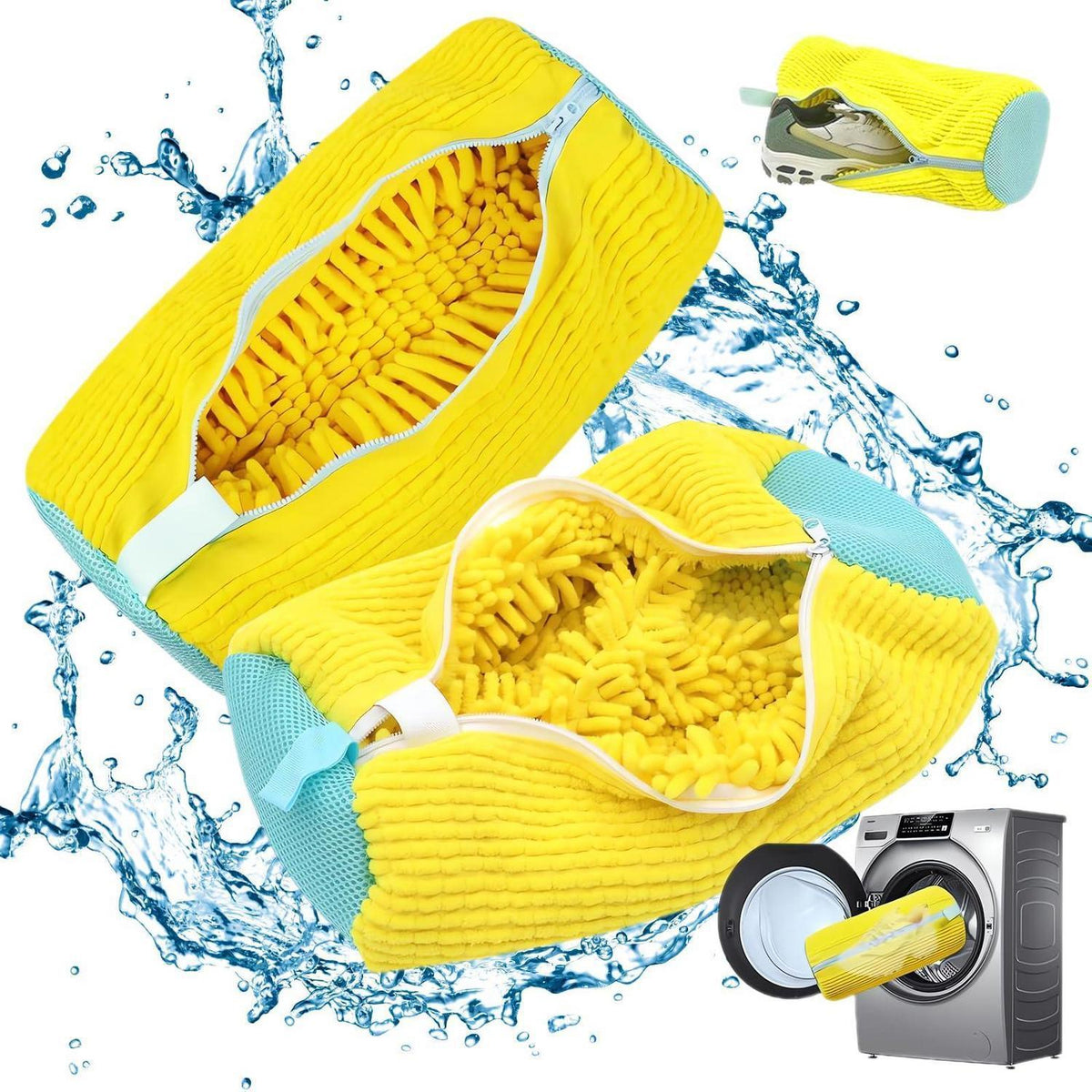 2in1 Schuhwaschbeutel Waschmaschine – 2er Pack mit Zubehör