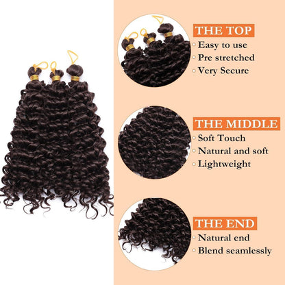 Wasserwelle Häkelzöpfe Haarverlängerung 20cm - 3er Pack