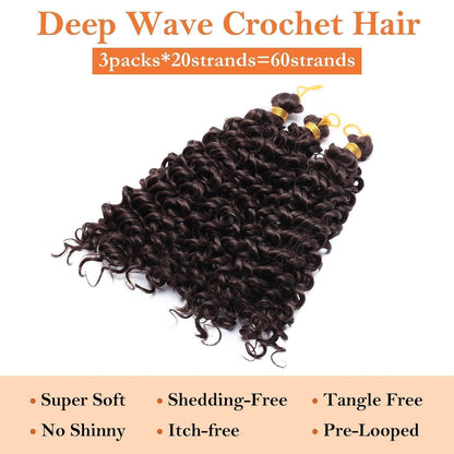 Wasserwelle Häkelzöpfe Haarverlängerung 20cm - 3er Pack