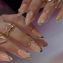 Goldene Französische Spitzen-Kunstnägel Set mit Nagelfeile & Jelly