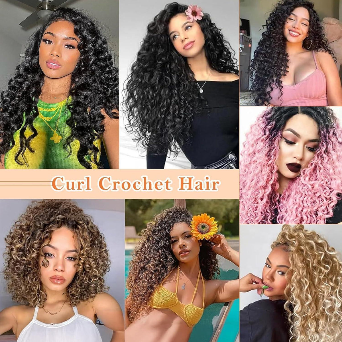 3er Pack Wasserwelle Häkelzöpfe – Afro Kinky Curly Haarverlängerung 35cm