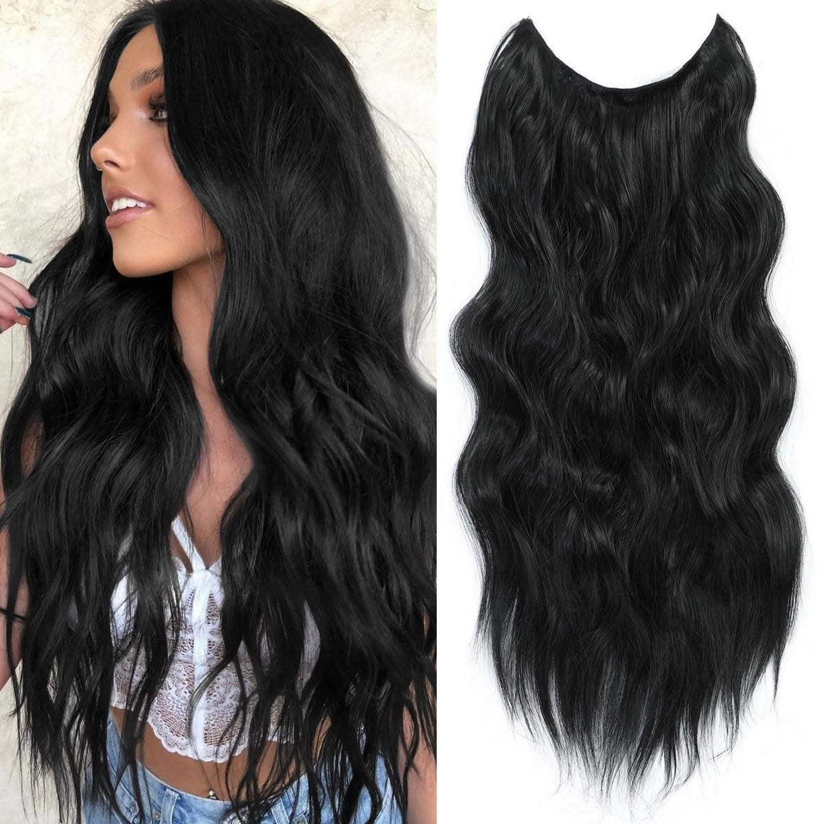61cm lange gewellte Haarverlängerung mit Clips