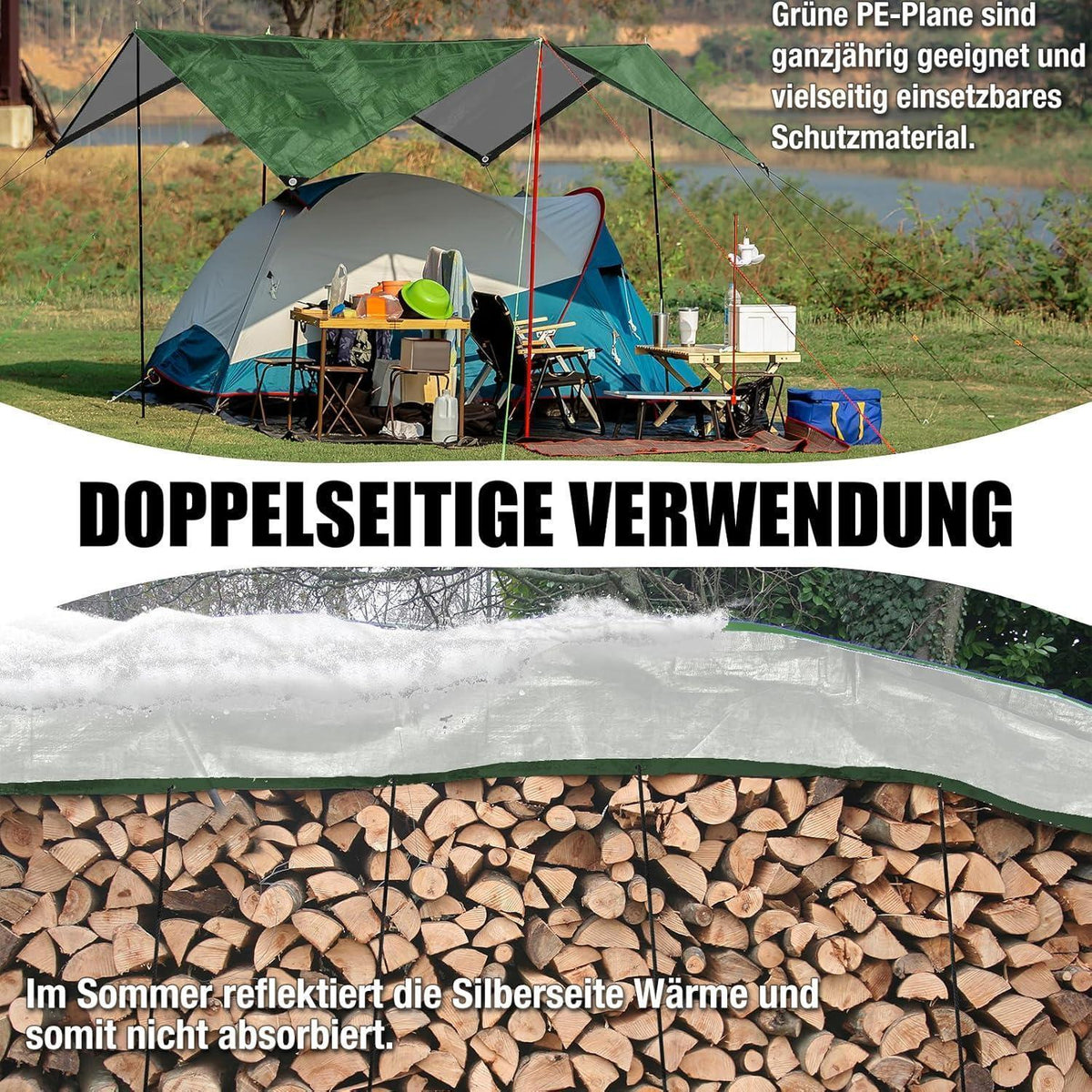 Wasserdichte Abdeckplane 5x8m – Grün, Robust & Vielseitig