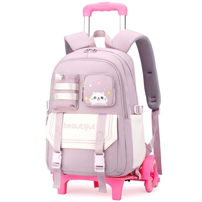 Schultrolley Rucksack Mädchen Lila mit 6 Rädern 28L