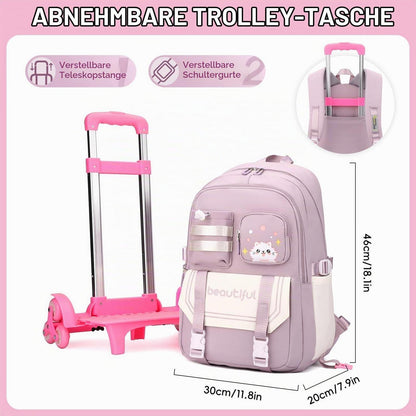 Schultrolley Rucksack Mädchen Lila mit 6 Rädern 28L