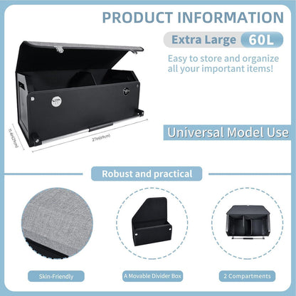Auto Kofferraum Organizer mit Deckel – Wasserdichte Box 60L in Lederoptik