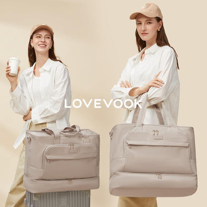 LOVEVOOK Reisetasche Damen 45L Sporttasche Groß Weekender Handgepäck Gym bag