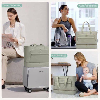 Damen Reisetasche 45L Weekender Sporttasche mit Schuhfach Handgepäck