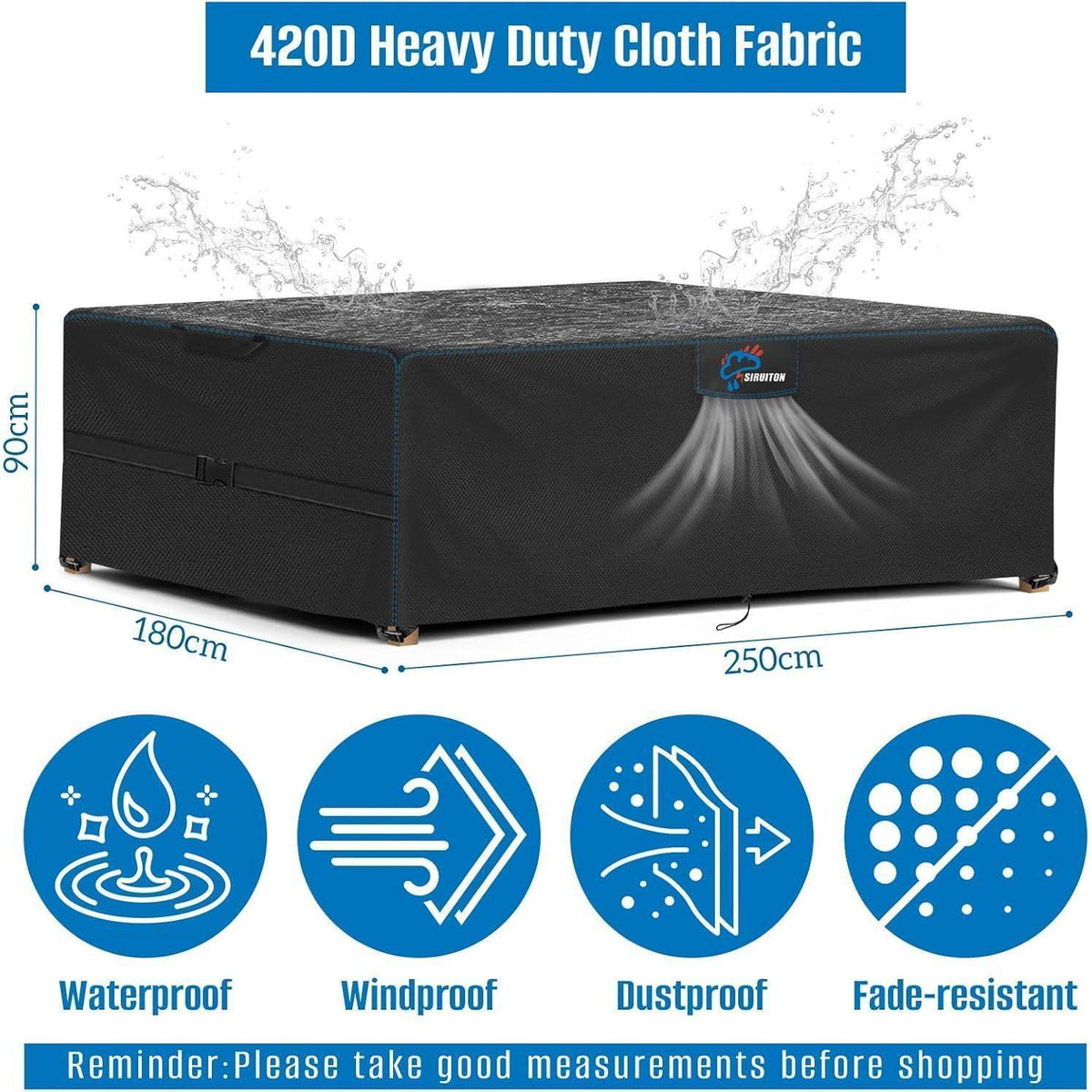 Gartenmöbel Abdeckhaube 420D Oxford Rip-Proof wasserdicht 250x180x90cm