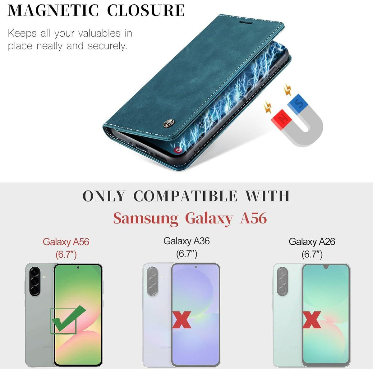 Handyhülle Klappbar für Samsung Galaxy A56 5G Blaugrün in Lederoptik