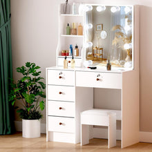 Schminktisch mit LED-Beleuchtung, Schiebespiegel, 6