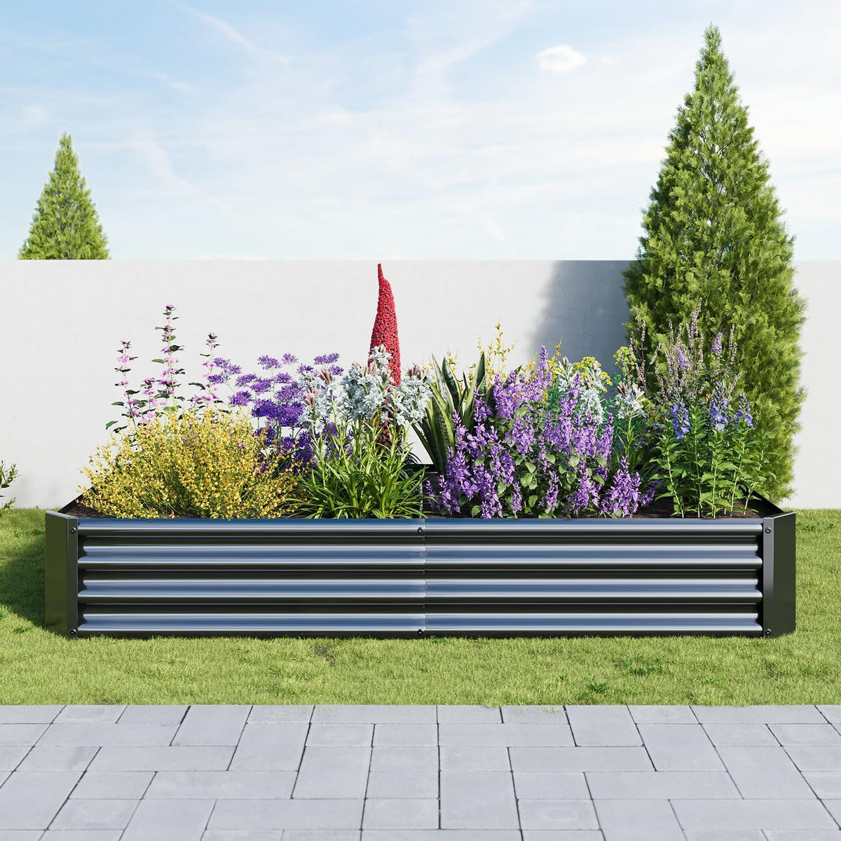 Verzinktes Metall-Hochbeet-Set 180x90x30 cm Schwarz