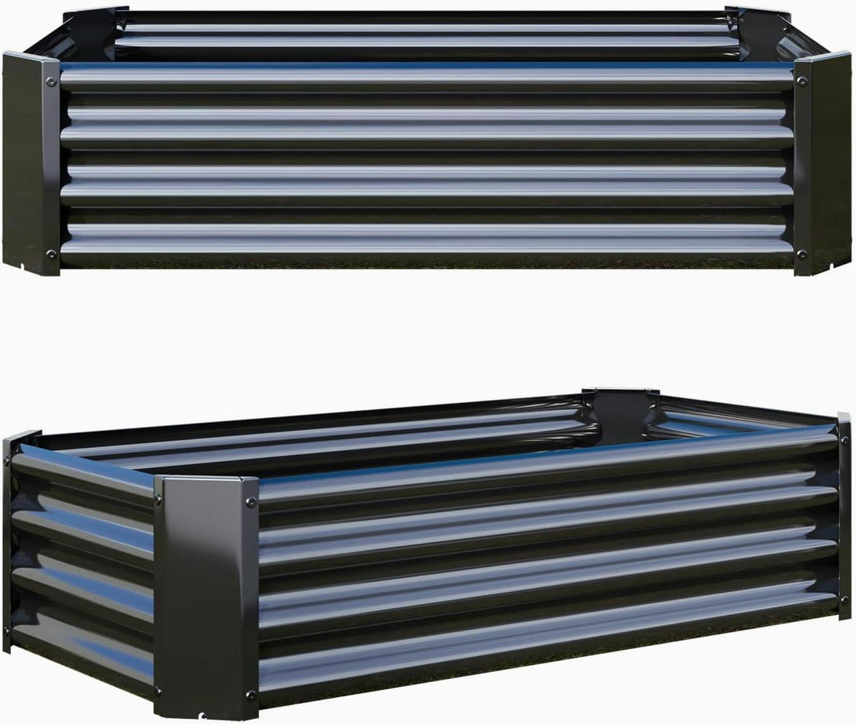 VERFARM Hochbeet aus Verzinktem Metall 120x60x30 cm Schwarz