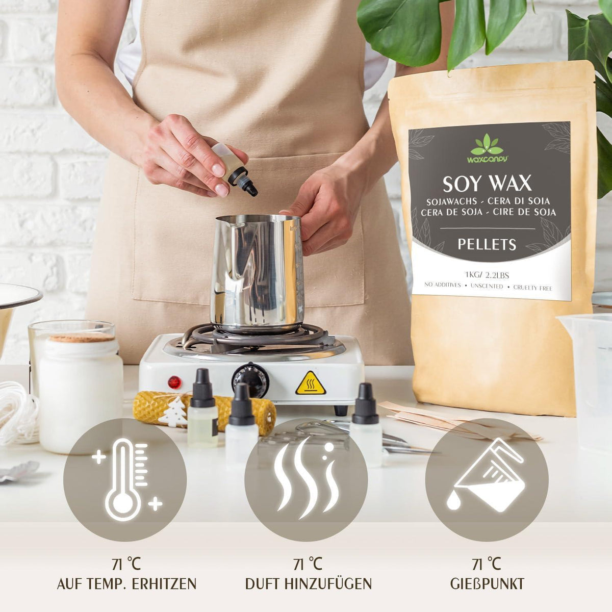 10kg Sojawachs für Kerzen – Premium, Natürliches Wachs