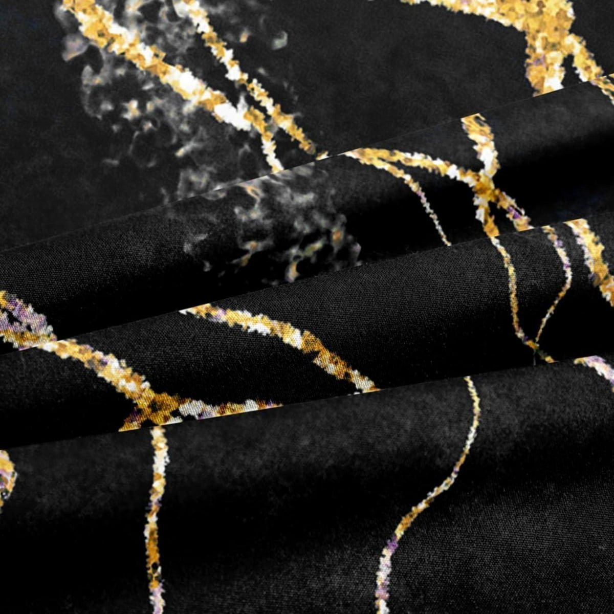 Marmor Bettwäsche Set 135x200 cm Schwarz Gold Mikrofaser