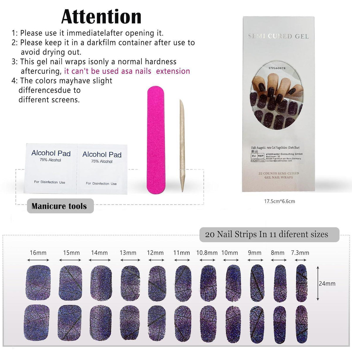UV Nagelfolien Sky Blue 2 - Gel Nail Wraps
