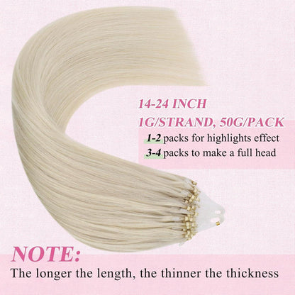 Echthaar Micro Extensions Platinblond 50cm – Kaltfusion