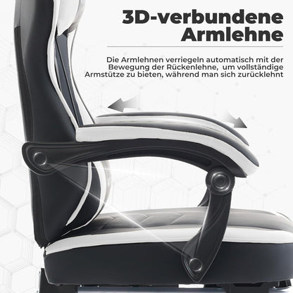 Ergonomischer Gaming Stuhl mit Lendenstütze und Fußstütze