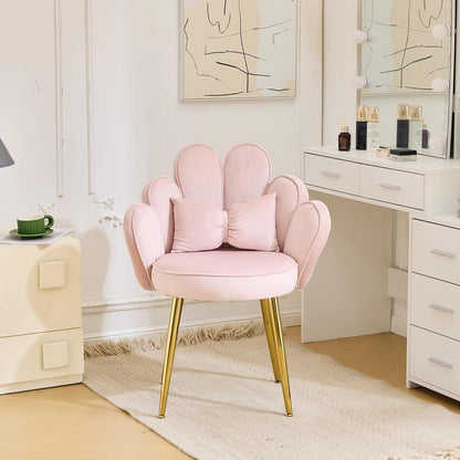 Samt Sessel mit Fußstütze, Rosa Blütenlehne
