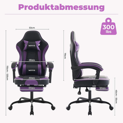 Ergonomischer Gaming Stuhl mit Fußstütze SchwarzViolett